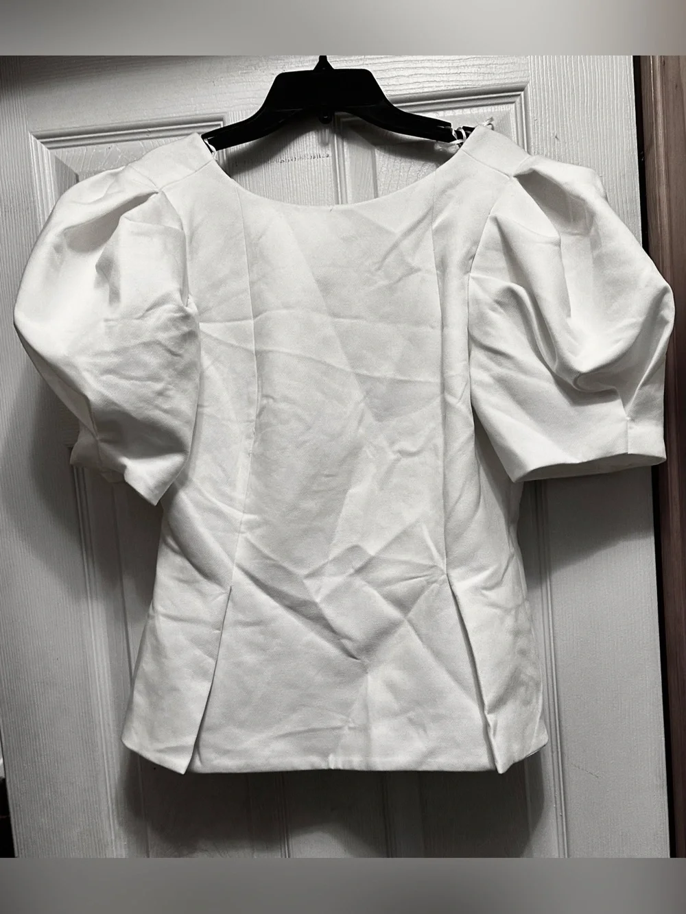 Zara White Puff-Sleeve Structured Top